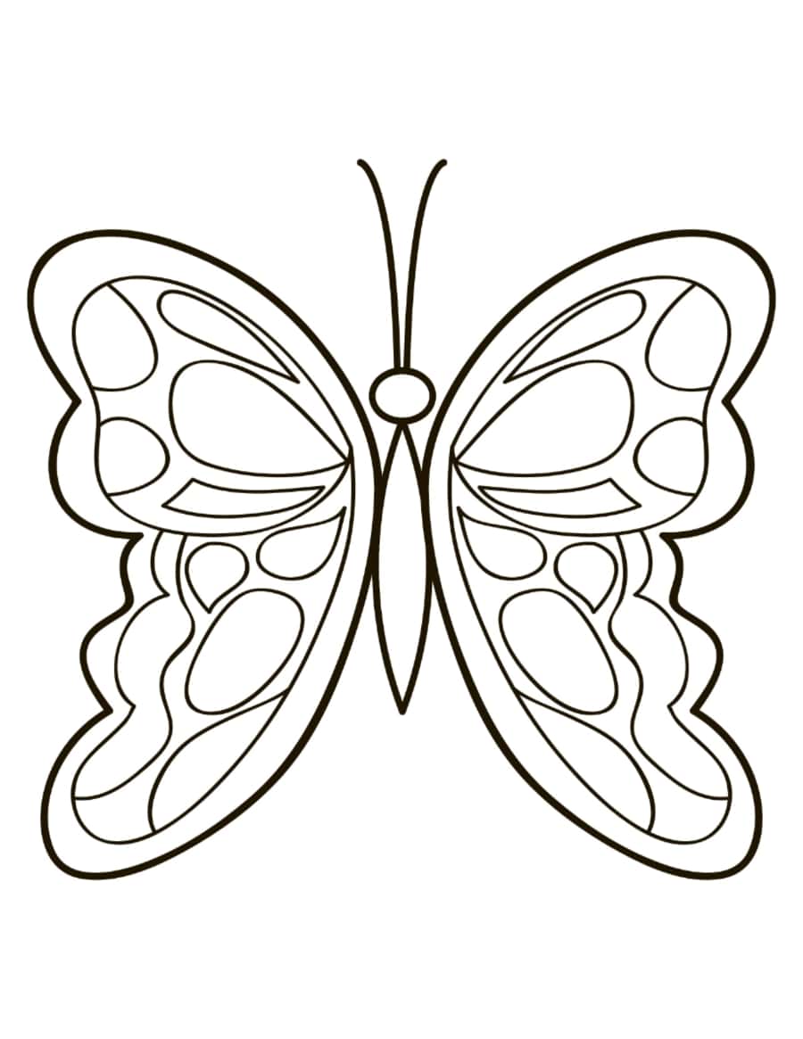 Butterfly Simple Pattern To Color Large Wings Coloring Pages Pdf Free Vectors